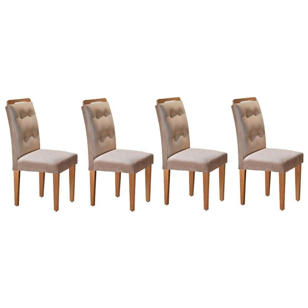Kit 4 Cadeiras De Cozinha Imperatriz 4 Un Capuccino Linho Bege Turim Rufato - 1