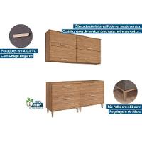 Cozinha Modulada Completa Bella 4 Peças 2 Aéreos + 2 Balcões 160cm Freijó - 3