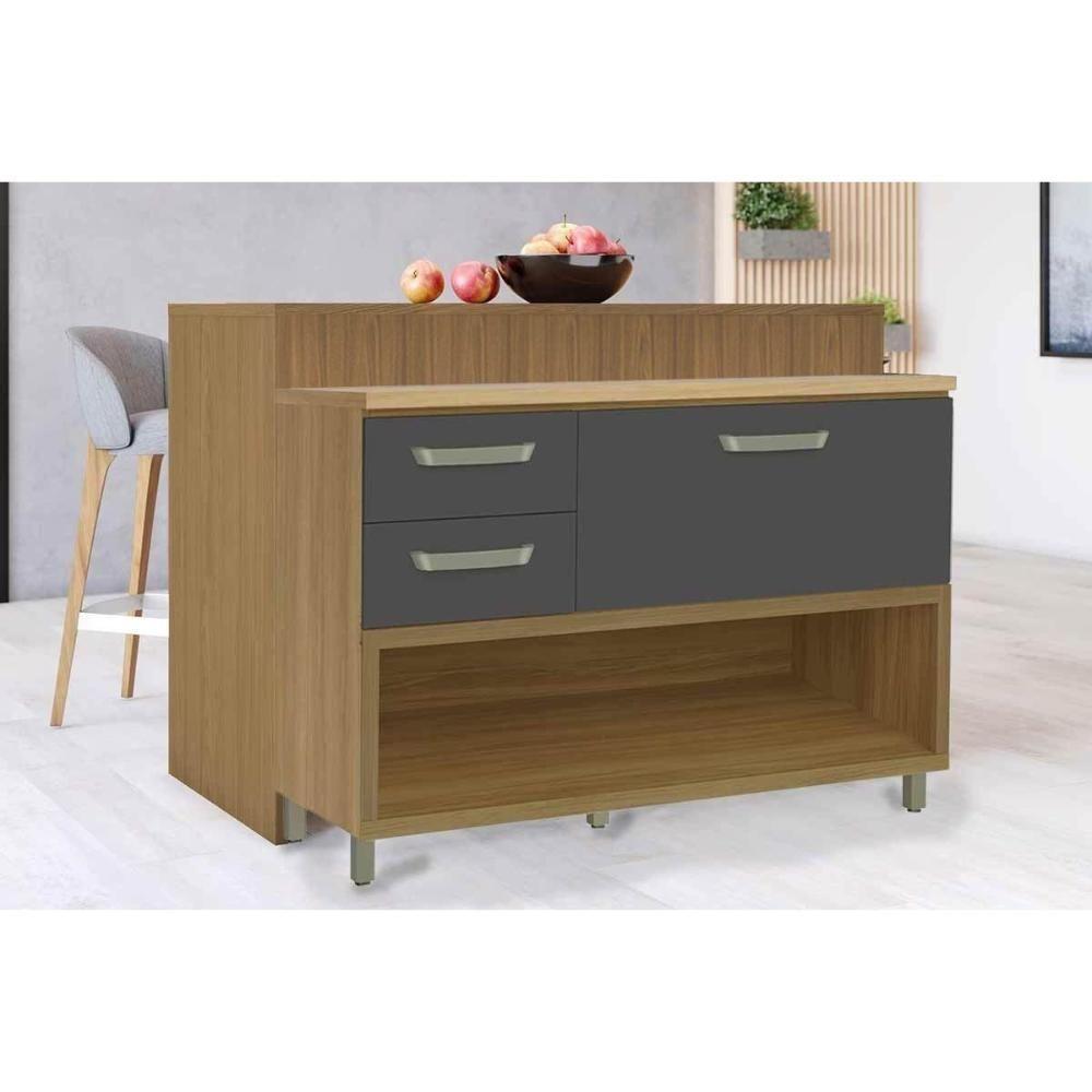 Módulo Cozinha Princesa Com 1 Porta E 2 Gavetas 120cm Freijó Off White - 2