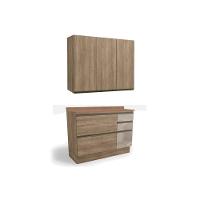 Cozinha Modulada Maxxi 3 Peças 1 Aéreo + 1 Balcão + Complemento C3p12 Nogal - 1