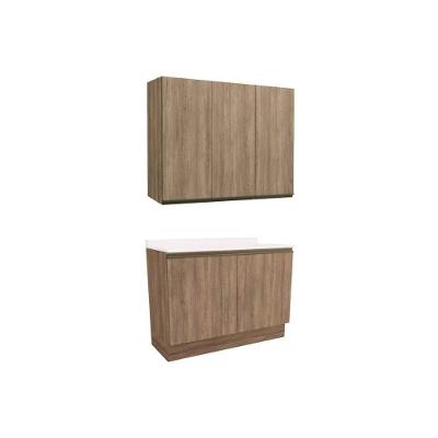 Cozinha Modulada Maxxi 3 Peças 1 Aéreo + 1 Balcão + Complemento C3p10 Nogal Branco