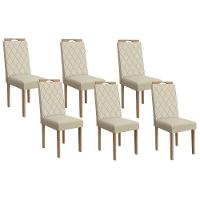 Kit 6 Cadeiras De Cozinha 2cad153ea 6 Un Eucalipto Linho Bege A019 - 1