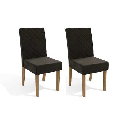 Kit 2 Cadeiras De Cozinha 2cad133 2 Un Canela Suede Grafite