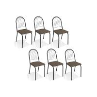 Kit 6 Cadeiras De Cozinha Noruega 2c077 6 Un Preto Fosco Marrom 21 - 1