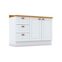 Módulo Cozinha Americana Balcão Para Pia Com Tampo Com 2 Portas E 3 Gavetas 120cm Branco2 Aéreos + 1 Balcão + 1 Complemento - 1