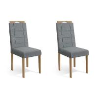 Kit 2 Cadeiras De Cozinha 2cad150 Madeira 2 Un Carvalho Linho Cinza - 1