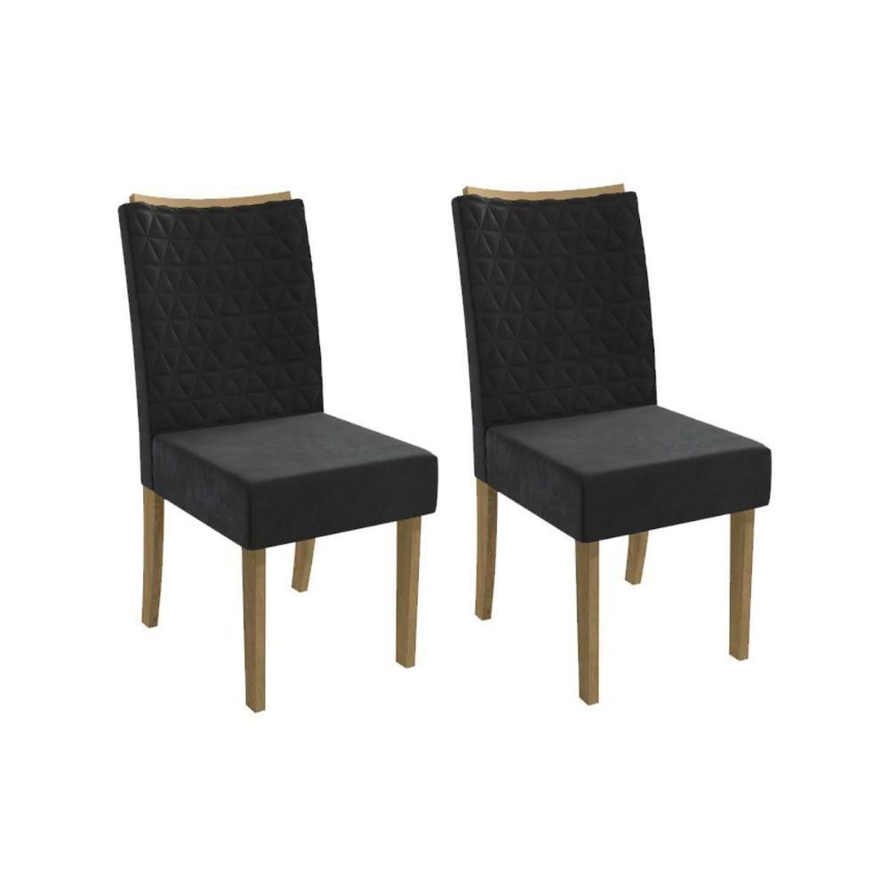 Kit 2 Cadeiras De Cozinha 2cad129 2 Un Canela Suede Preto - 1