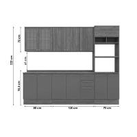 Kit Cozinha Modulada 7 Peças Botanic 2 Aéreos + 2 Balcões + 1 Paneleiro + 2 Complementos C7p36 Nogueira Fendi - 3