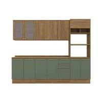 Kit Cozinha Modulada 7 Peças Botanic 2 Aéreos + 2 Balcões + 1 Paneleiro + 2 Complementos C7p36 Nogueira Fendi - 5