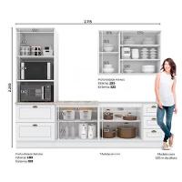 Kit Cozinha Modulada 5 Peças Americana 1 Aéreo + 2 Balcões + 1 Paneleiro + 1 Complemento Sem Pia Cz127 Branco - 5