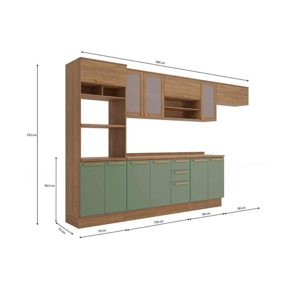 Kit Cozinha Modulada 8 Peças Botanic 3 Aéreos + 2 Balcões + 1 Paneleiro+ 2 Complementos M663 Nogueira Fendi - 2