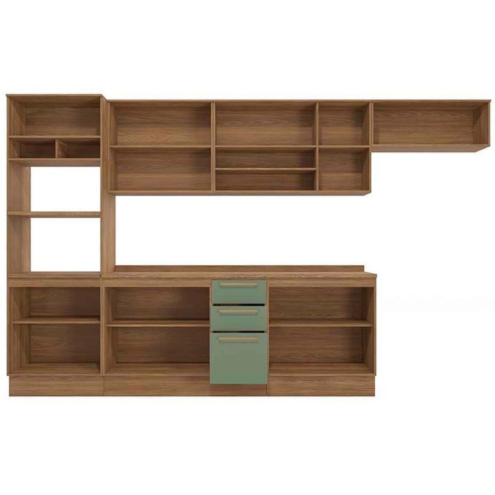 Kit Cozinha Modulada 8 Peças Botanic 3 Aéreos + 2 Balcões + 1 Paneleiro+ 2 Complementos M663 Nogueira Fendi - 3