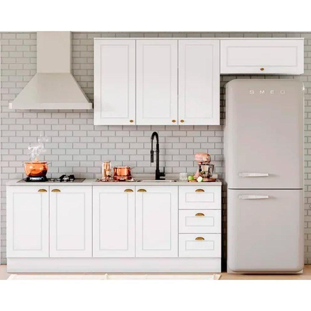 Kit Cozinha Modulada 5 Peças Americana 2 Aéreos + 2 Balcões + 1 Complemento Sem Pia Cz130 Branco - 1