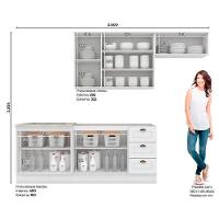 Kit Cozinha Modulada 5 Peças Americana 2 Aéreos + 2 Balcões + 1 Complemento Sem Pia Cz130 Branco - 5