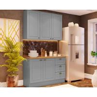 Kit Cozinha Modulada 3 Peças Americana 1 Aéreo + 1 Balcão + Complemento Cz121 Cinza - 1