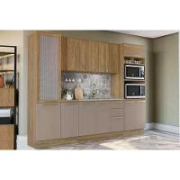 Kit Cozinha Modulada 7 Peças Botanic 2 Aéreos + 2 Balcões+ 2 Paneleiros + 1 Complemento Sem Pia M657 Nogueira Fendi - 1