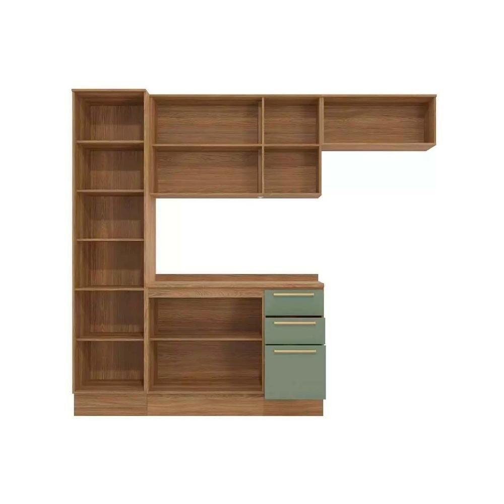 Kit Cozinha Modulada 5 Peças Botanic 2 Aéreos + 1 Balcão + 1 Paneleiro + 1 Complemento M659 Nogueira Fendi - 4