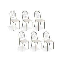 Kit 6 Cadeiras De Cozinha Noruega 2c077 6 Un Niquel Branco 106 - 1