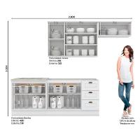 Kit Cozinha Modulada 5 Peças Americana 2 Aéreos + 2 Balcões + 1 Complemento Sem Pia Cz131 Branco