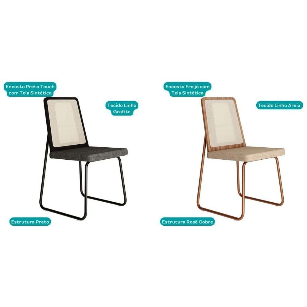 Kit 2 Cadeiras De Cozinha Wood 1751 Aço 2 Uni Rose Linho Areia - 5