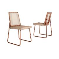 Kit 2 Cadeiras De Cozinha Wood 1751 Aço 2 Uni Rose Linho Areia - 1