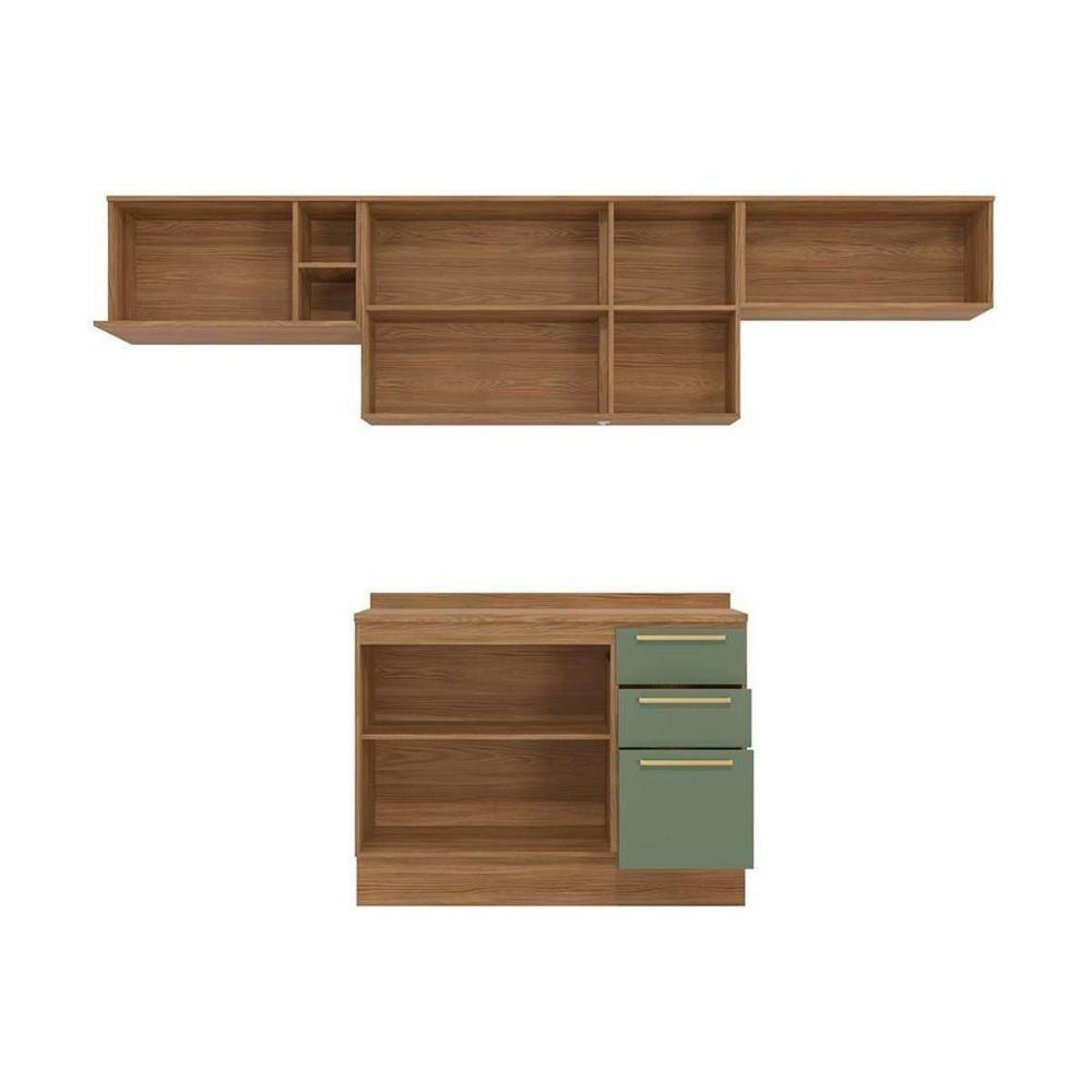 Kit Cozinha Modulada 5 Peças Botanic 3 Aéreos + 1 Balcão + 1 Complemento M662 Nogueira Fendi - 4