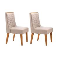 Kit 2 Cadeiras De Cozinha Dafne 2 Un Madeira Capuccino Suede Creme Rufato - 1