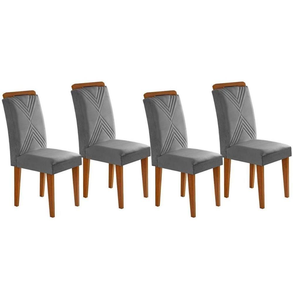 Kit 2 Cadeiras De Cozinha Amsterdã 4 Un Capuccino Suede Grafite Rufato - 1