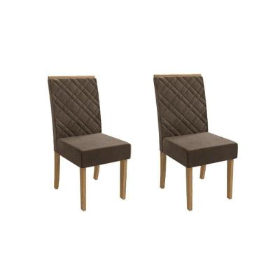Kit 2 Cadeiras De Cozinha 2cad149 2 Un Canela Suede Marrom