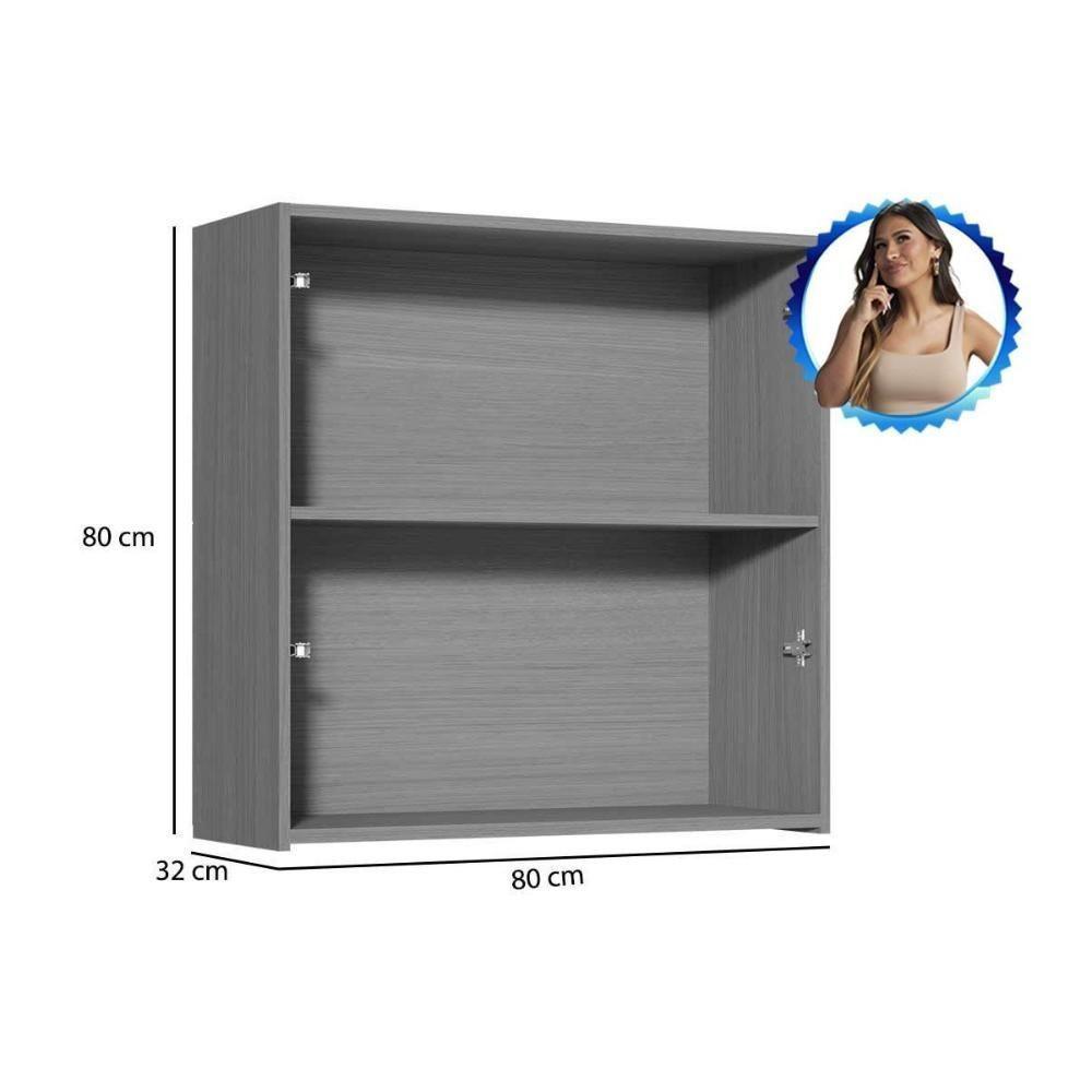 Módulo Cozinha Simone Mendes Armário Simone Mendes Com 2 Portas 80cm Carvalho Cinza - 6