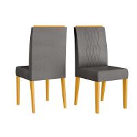 Kit 2 Cadeiras De Cozinha Lia 2 Un Cedro Suede Lunar Grafite - 1