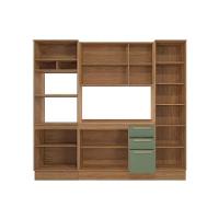 Kit Cozinha Modulada 5 Peças Botanic 1 Aéreo + Balcão + 2 Paneleiros + 1 Complemento M650 Nogueira Verde Oliva