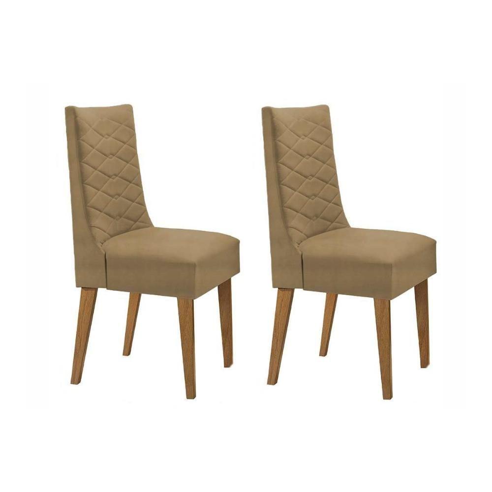 Kit 2 Cadeiras De Cozinha Dafne 2 Un Madeira Capuccino Suede Capuccino Rufato - 1