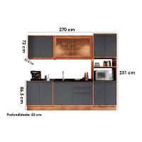 Kit Cozinha Modulada 6 Peças Versalis 2 Aéreos + 2 Balcões + 1 Torre Quente + 1 Complemento C6p193 Freijó Grafite Herval - 2