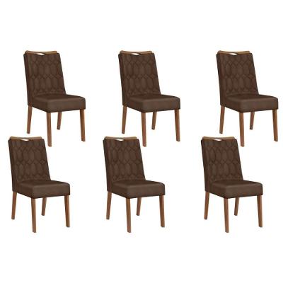 Kit 6 Cadeiras De Cozinha Bia 6 Un Freijó Suede Moca