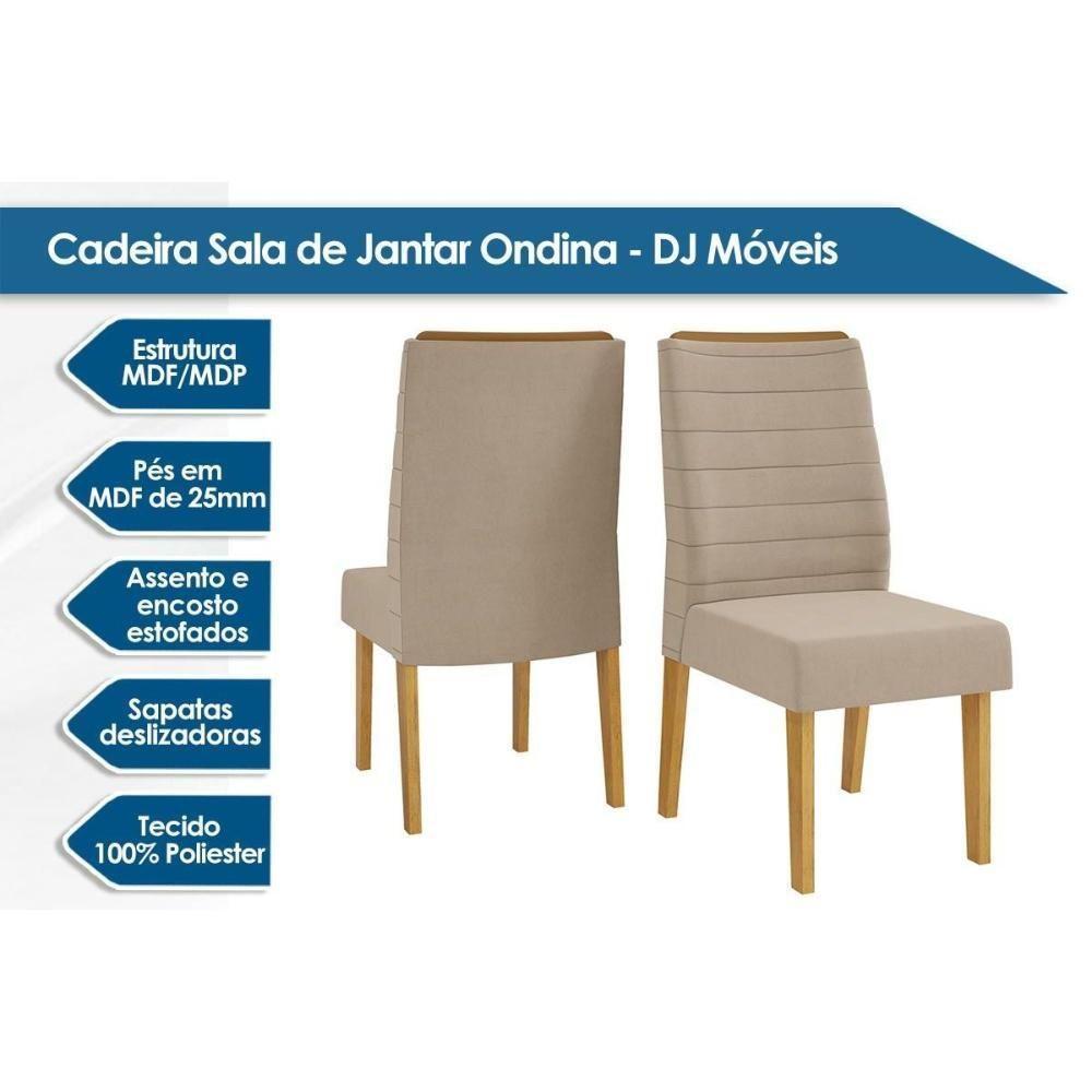 Kit 2 Cadeiras De Cozinha Ondina 2 Un Cedro Suede Kraft Bege - 2