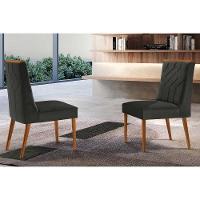 Kit 2 Cadeiras De Cozinha Nevada 2 Un Madeira Capuccino Suede Grafite Rufato - 1