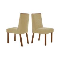 Kit 2 Cadeiras De Cozinha Montreal 2 Un Imbuia Linho Bege Turim Rufato - 1