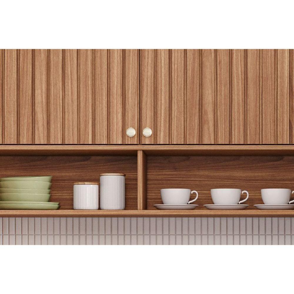 Kit Cozinha Modulada 5 Peças Divina 2 Aéreos + 1 Balcão + 1 Paneleiro + 1 Torre Quente C5p185 Freijó Off White - 7