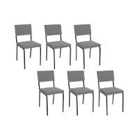 Kit 6 Cadeiras De Cozinha Zaria 2c128 6 Un Preto Fosco Cinza A050 Suede Suede - 1