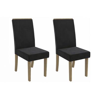 Kit 2 Cadeiras De Cozinha 2cad142cn 2 Un Canela Suede Preto