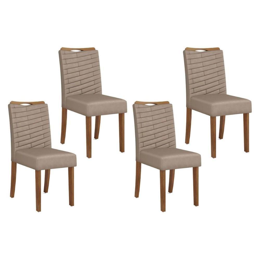 Kit 4 Cadeiras De Cozinha Julia 4 Un Freijó Suede Kraft - 1
