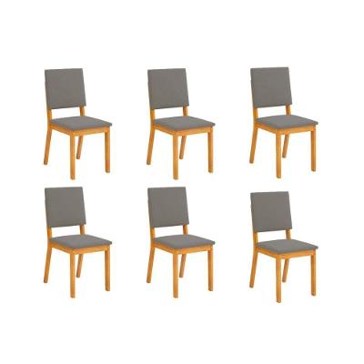 Kit 6 Cadeiras De Cozinha Talia 6 Un Cedro Suede Lunar