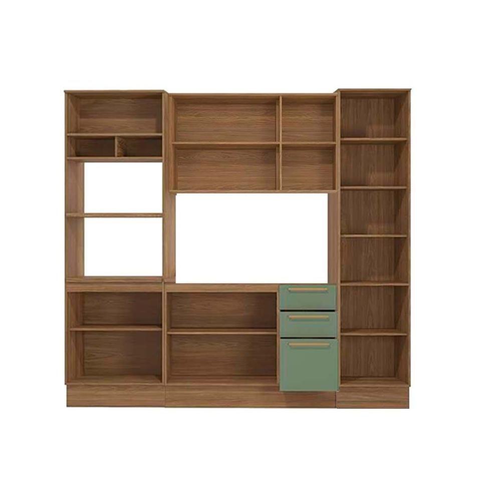 Kit Cozinha Modulada 4 Peças Botanic 1 Aéreo + Balcão + 2 Paneleiros Sem Pia M647 Nogueira Verde Oliva - 3