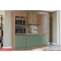 Kit Cozinha Modulada 4 Peças Botanic 1 Aéreo + Balcão + 2 Paneleiros Sem Pia M647 Nogueira Verde Oliva - 7