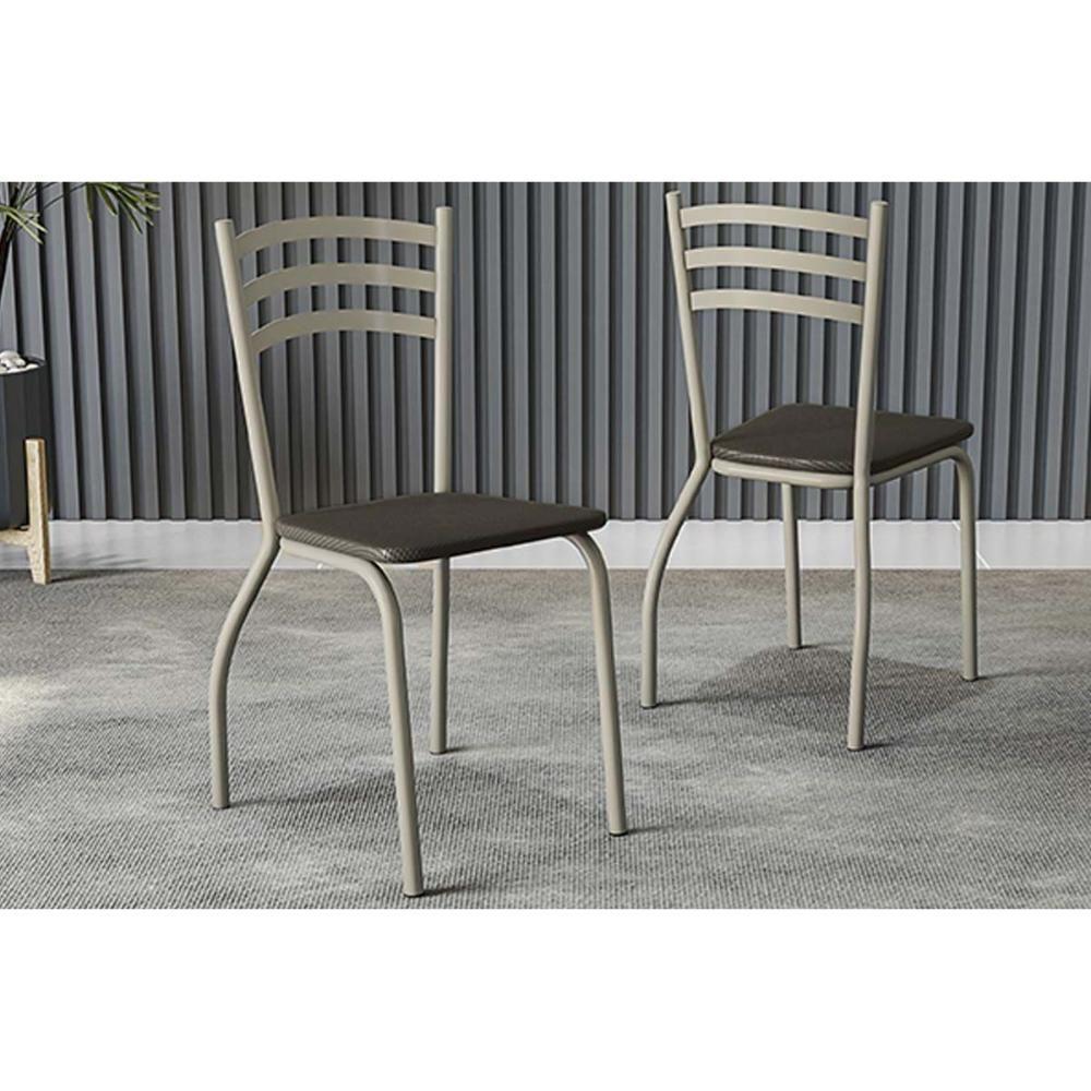 Kit 2 Cadeiras De Cozinha Portugal 2c007nk Aço 2 Uni Niquel Courano Marrom - 1