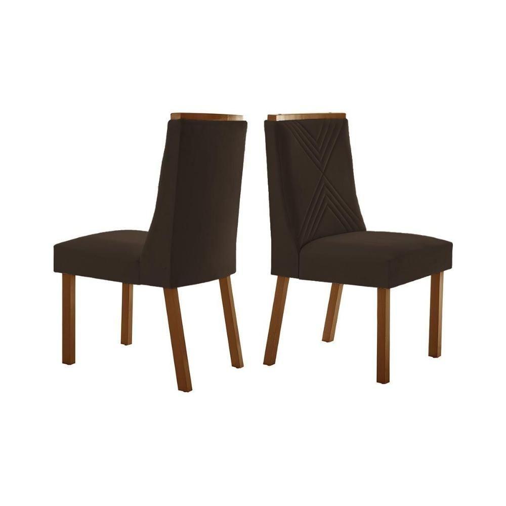 Kit 2 Cadeiras De Cozinha Montreal 2 Un Madeira Capuccino Suede Marrom Rufato - 1