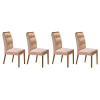 Kit 4 Cadeiras De Cozinha Imperatriz 4 Un Capuccino Linho Bege Turim Rufato - 1