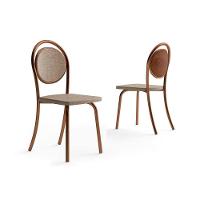 Kit 2 Cadeiras De Cozinha 1738 Aço 2 Uni Rose Linho Areia Courano Caramelo - 1