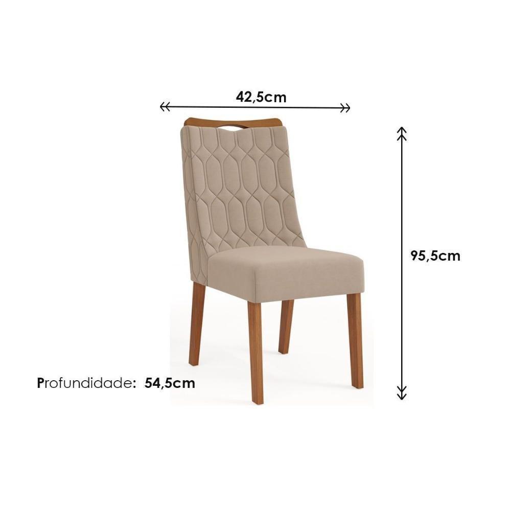 Kit 2 Cadeiras De Cozinha Bia Freijó Linho Saara Bege - 2